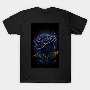 Splash Art of Beautiful Black Rose T-Shirt